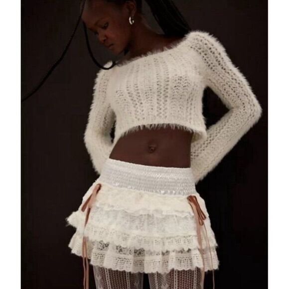Zemeta Attic Ballerina Skort Skirt White Lace Mini Xs - Picture 1 of 11